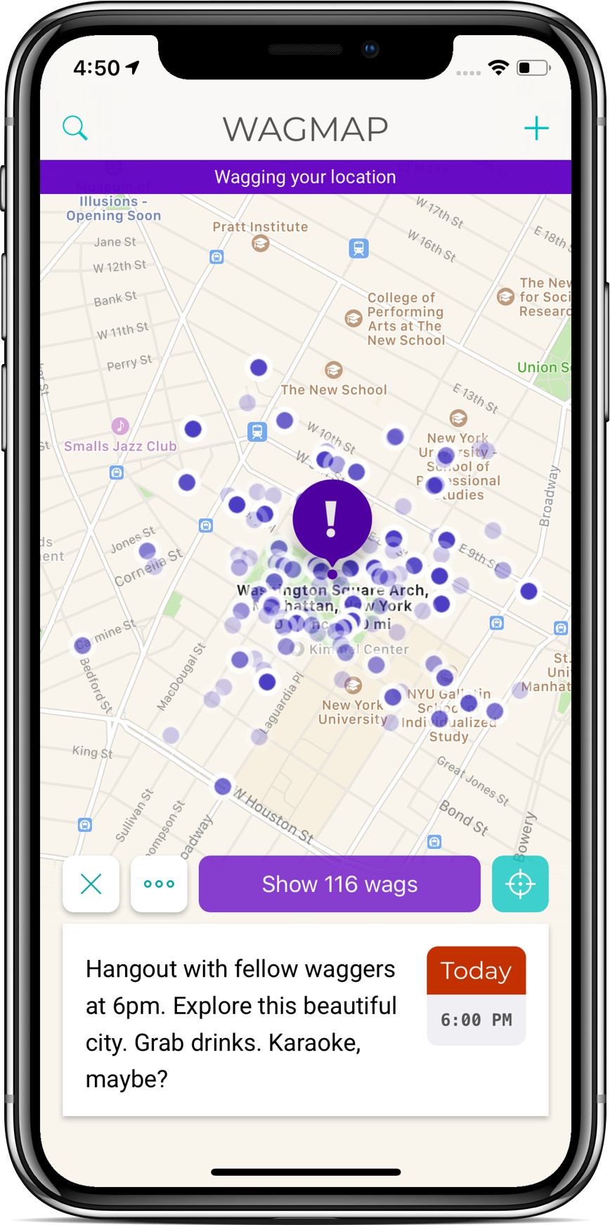 WagMap screenshot on an iPhone XS